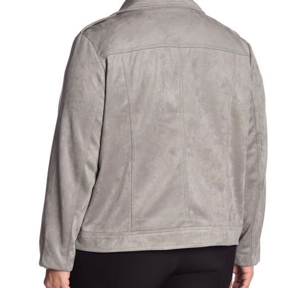 NEW NWT Philosophy Gray Faux Suede Moto Biker Jacket 2X Edgy Zipper Grunge - Picture 2 of 10